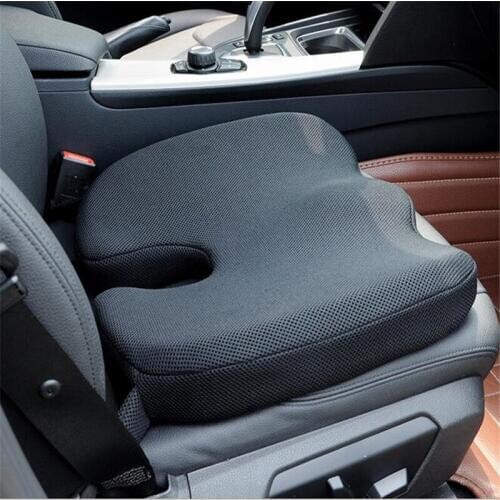 1 x High quality Black 45cm x 37cm Car Seating Space Memory Cotton Cushion Waist Seat Support Pad Covers