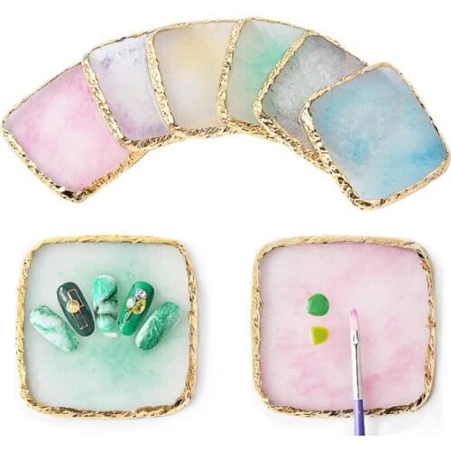 1Pcs Resin Stone Color Palette False Nail Tips Drawing Nail Color Palette for Nail Color Mixing Display Manicure Polish Gel Tool