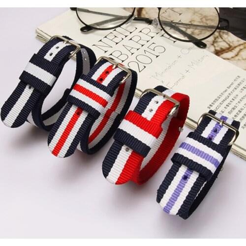 202118mm 20mm nylon watch band dw style silver pin buckle braided band watch band for men and women