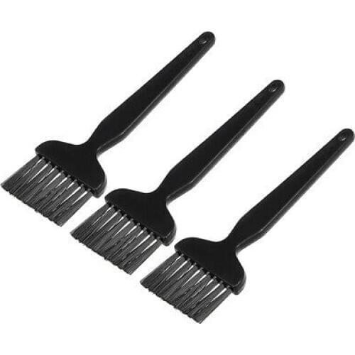 3pcs Plastic Handle ESD Anti Static Conductive Brush 9 Holes Black