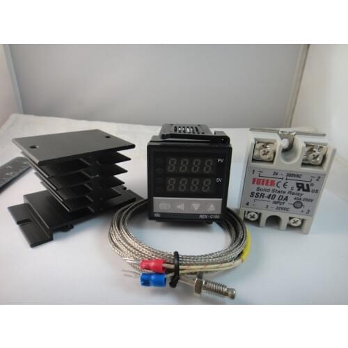 4 IN 1 ! 100-240VAC PID Temperature controller + max.40A SSR + heat sink + 2m quality K probe