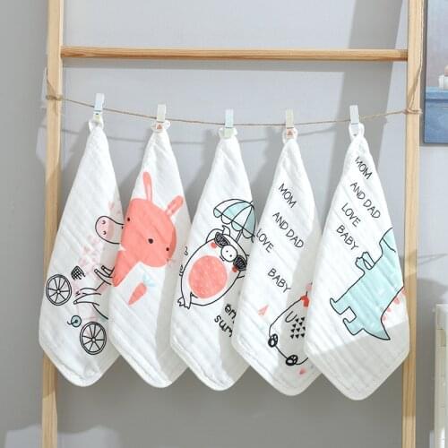 5pcs Baby Face-towel cute cartoon cotton super soft baby towel small square wipes30*30cm muslin swaddle Towel