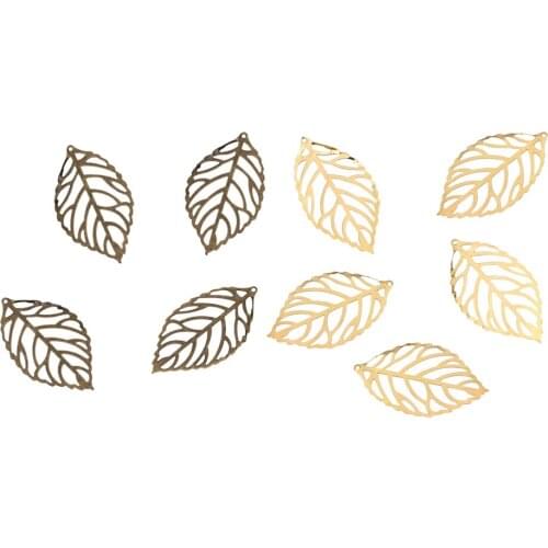 200 Pieces Hollow Filigree Charms Leaf Pendant for Bridal Headdress Accessories Jewelry Making Supplies
