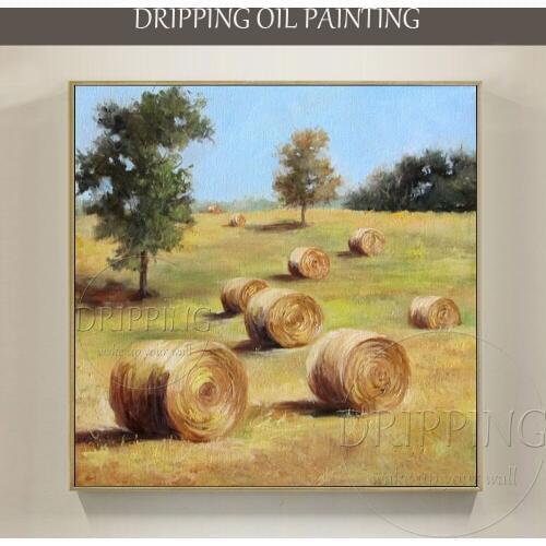 Free Shipping Special Landscape Countryside Farmhouse Oil Painting for Wall Decor Impression Landscape Village Oil Painting