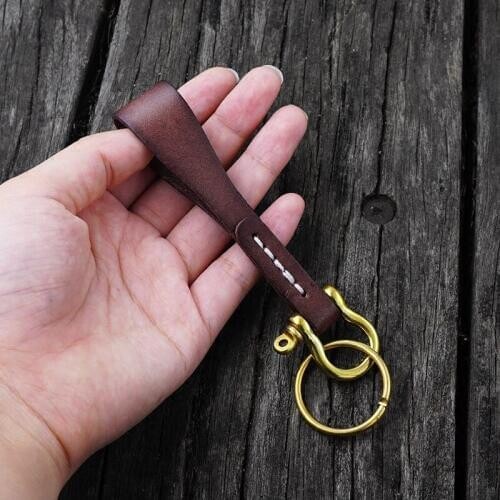 One piece vintage high quality leather keyring keychain accessories for men auto car keychain dad teachers day gift