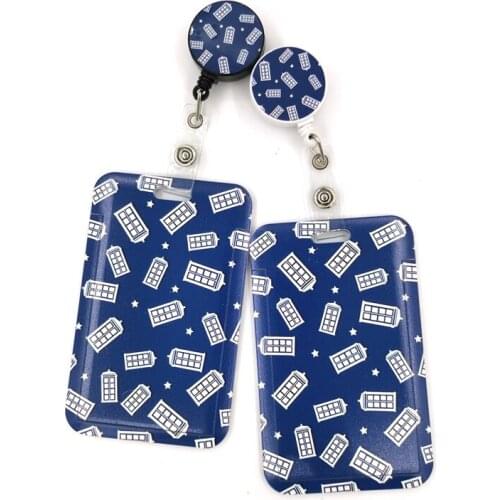 Doctor Who Telephone booth Card Holder Women Men Business Lanyard Badge Card Case Women Card Cover Student Lanyard ID Name Card