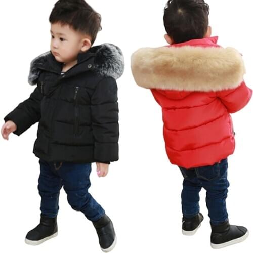Kids Down Jacket Warm-Keep Coat with Fur 2020 Fashion Winter Clothes Thick Hooded Coats Baby Parkas Casual Outerwear