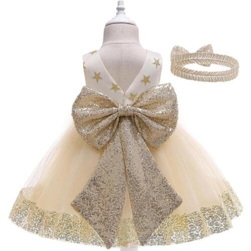 Toddler Girl Baptism Dress Baby Girls Birthday Dresses Shining star Kids Wedding Party Wear children clothing Christening Gowns