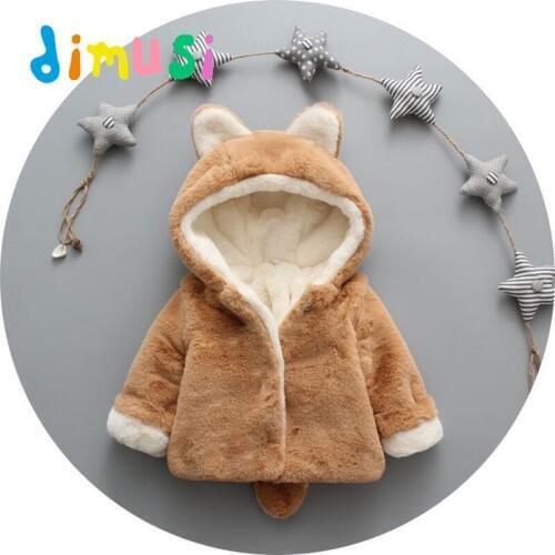 DIMUSI Winter Girls thicken flannel coat girls Cute parkas Hooded Thick overcoat girls fleece Windbreaker Jacket BC178