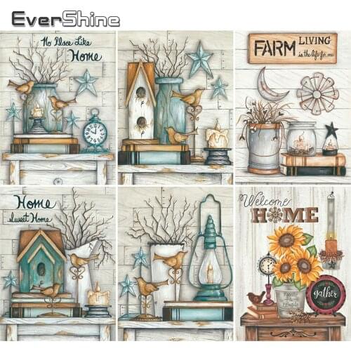 EverShine Diamond Painting Text Diamond Embroidery Full Square Landscape DIY Mosaic Picture Of Rhinestones Decor For Home