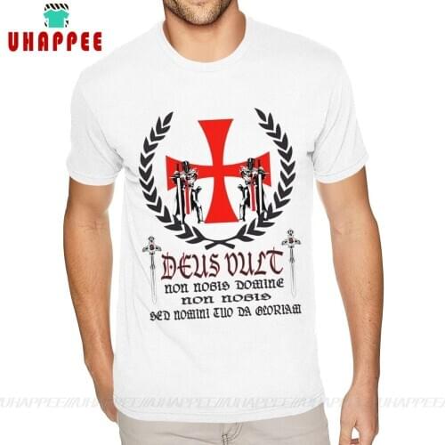 Short Sleeve O-Neck Pre-Cotton Knights Templar Deus Vult T-Shirts Hilarious TeenBoys S TeeShirt
