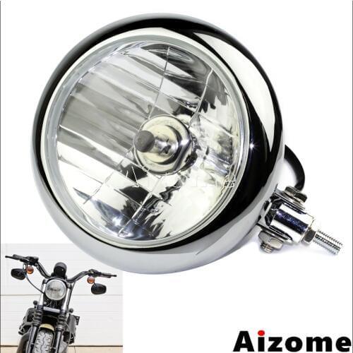 Chrome Motorcycle H4 6.5" Headlamp Headlight Luz For Harley Honda Yamaha Suzuki Cafe Racer Chopper Bobber Custom