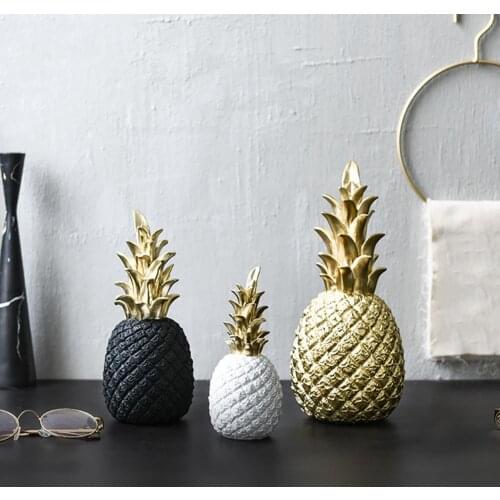 Creative Pineapple Ananas Decoration Nordic Fruit Shape Golden Pineapple Decoration Resin Black White Home Bedroom Desktop Decor