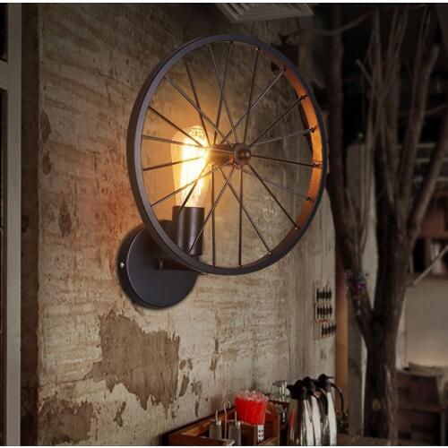 Creative personality Retro loft wheel wall lamp light Restaurant Bar bedroom porch warehouse cafe stair wall lights sconce bra