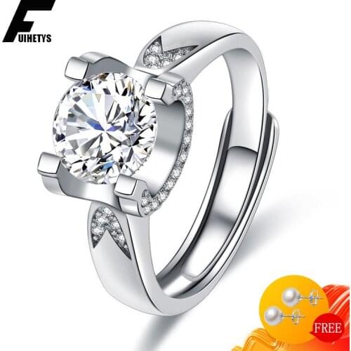 Fashion 925 Silver Jewelry Ring with Cubic Zirconia Gemstones Open Finger Rings for Women Wedding Engagement Accessories Party