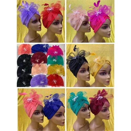Flower Folds Muslim Turban Hat Scarf Women Islamic Inner Hijab Caps Arab Wrap Head Femme Musulman Turbante Latest 12pcs/pack
