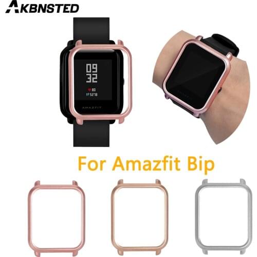 AKBNSTED New Screen Protective Case For Xiaomi Amazfit Bip Youth Watch Metallic Hard PC Shell For Amazfit Bip Watch Case Cover