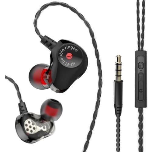 Heavy Bass Music Earphones Double Dynamic Subwoofer Headset With Microphones 3.5mm Jack Portable In Ear 1.2m Wired Sport Earbuds
