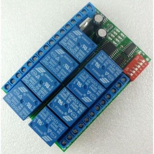 8 Channel DC 12V RS485 Relay Module Modbus RTU 485 Remote Control Switch for PLC PTZ Camera Security Monitoring