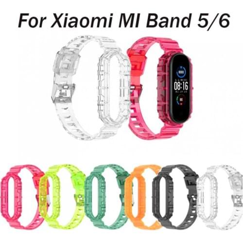 Silicone Strap for Xiaomi Mi Band 6 for Mi Band 5 Strap Transparent Colorful Silicone Replacement Wristband for Xiaomi Mi Band 6