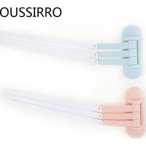 Three-layer Multifunctional Adjustable Adhesive Towel Storage Rack Plastic Kitchen Hanging Rag Towel Rail Bathroom Accessories