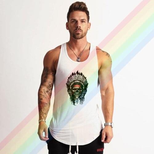 Indiana Aboriginal Skull Headdress Logo Comfortable Bodybuilding Tank Tops For Men Summer Gym Clothing Customized Vest Shirts