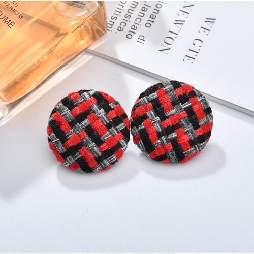MESTILO Vintage Geometric Oval Big Round Circle Stud Earrings For Women Statement Cloth Earrings Fabric Jewelry Decoration