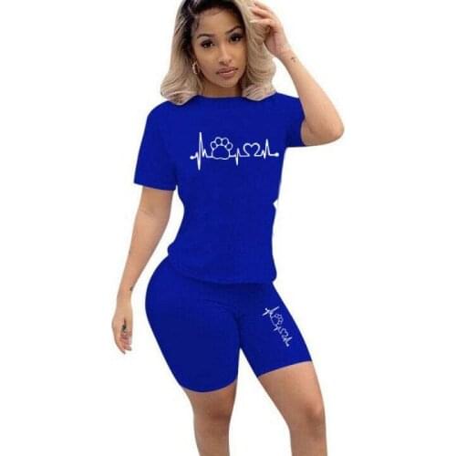 Women Summer Cool Suit Women Sports Suit Short Sleeve Tops+Shorts 2 Piece Set Sporty Fitness Outfit Womens Tracksuits Clothing
