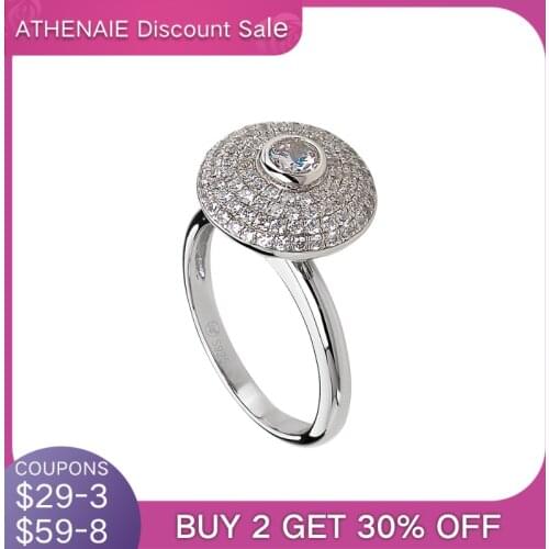 ATHENAIE 925 Sterling Silver Rings Radiant Elegance Clear CZ Finger Round Ring Female For Women Jewelry Gifts