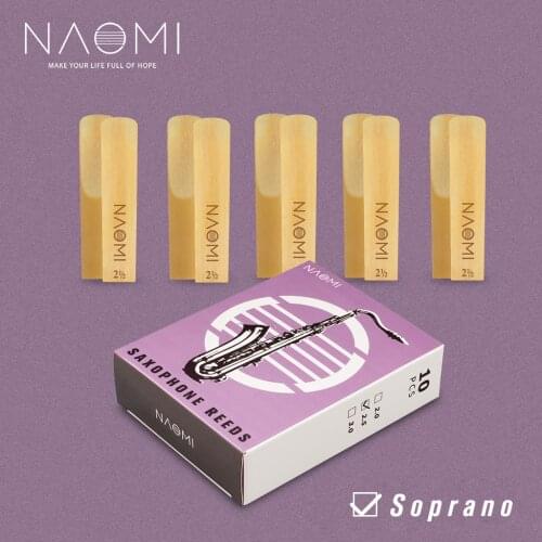 NAOMI 10pcs/1pack NS-02 Bb Saxophone Reeds Strength 2.5 Soprano Sax Mouthpiece Replacement