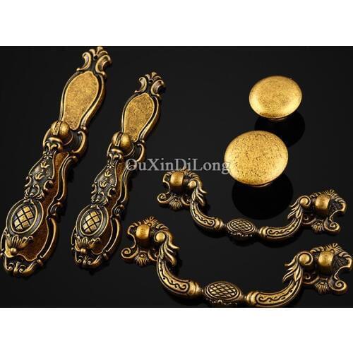 High Quality 10PCS Furniture Handles European Antique Carved Drawer Wardrobe Cupboard Shoe Cabinet Kitchen Pulls Handles & Knobs