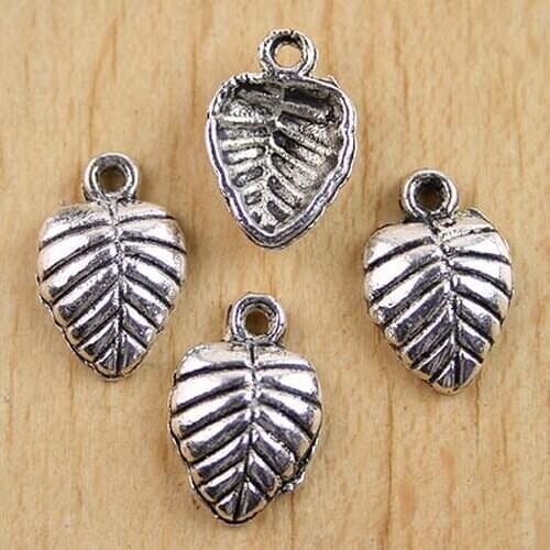 20pcs Tibetan silver color leaf design charms h0060