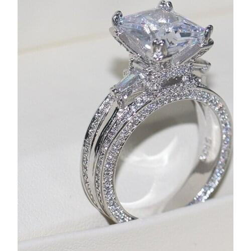 2020 Fashion Luxury Rhinestones Zircon Rings For Women Jewelry Accessories Bride Wedding Engagement Shiny Square Women Rings