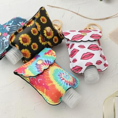 60ML Hand Sanitizer Portable Leather Case Hand Sanitizer Shampoo Bottle Travel Keychain Mini Portable Bathroom Decor Bottle