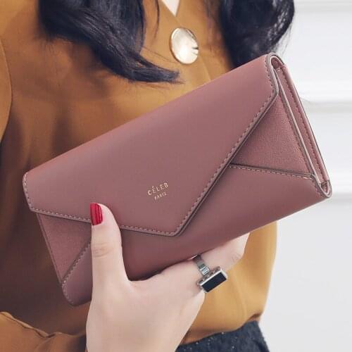 Aliwood Brand 3 Fold Womens Wallet Designer Envelope Clutch For Women Hasp Money Clip Leather Female Long Wallet Phone Pocket