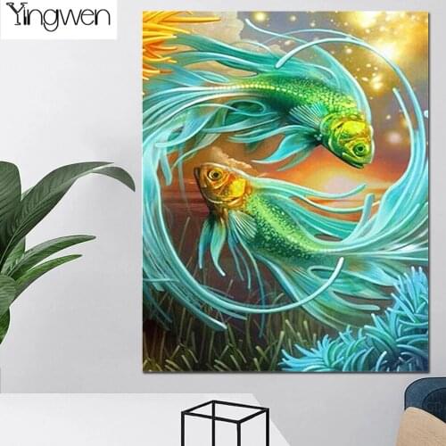NEW 5D DIY Diamond Painting Fish Full Square Round Rhinestones Embroidery Handmade Goldfish Mosaic Animal Modern Home Decoration