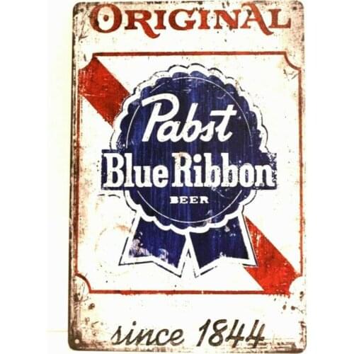 Pabst Blue Ribbon Beer Tin Sign Bar Man Cave PBR Vintage Retro Advertising Style