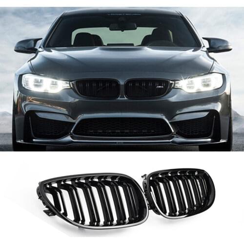 Car Kidney Grill Racing Double Line Grille For BMW 5 Series E60 E61 2003-2010 Car Tuning Front Grills Accessories Gloss Black
