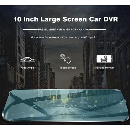 Car Dvr 1080P Full HD 10" Touch Screen Video Recorder Auto Registrar Stream Mirror RearView Dual Camera Night Vision Dash Cam