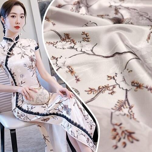 Cheongsam Fabrics Brocade Jacquard Pattern Silk Fabric for Sewing Chinese Style Dress Skirt Kimono Material DIY Manual Patchwork