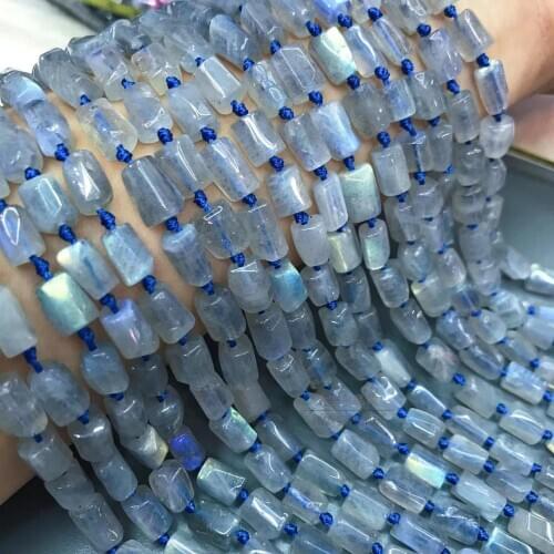 Loose beads pillar faceted labradorite 10/12mm 14" for DIY jewelry making FPPJ wholesale beads nature gem stone