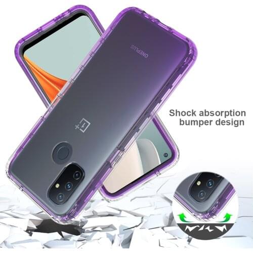 2 Layers Gradient TPU Soft Transparent Clear Shockproof Phone Case for Oneplus Nord N100 Back Casing