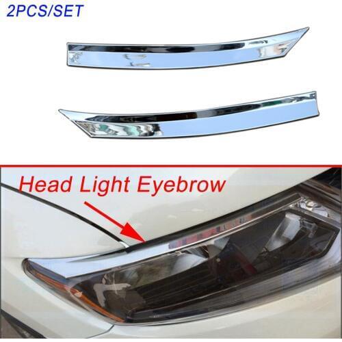 Chrome Front Head Light Eyebrow Cover Stripe Trim Fit For Nissan X-Trail Rogue 2014 2015 2016 Accessories