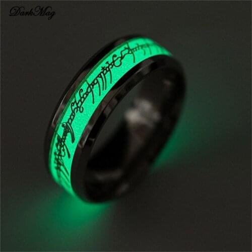DarkMag Hip hop jewelry Lot Rings One Ring 316L Stainless Steel Fashion Fluorescent Glowing Men Ring women Popular Drop Ship