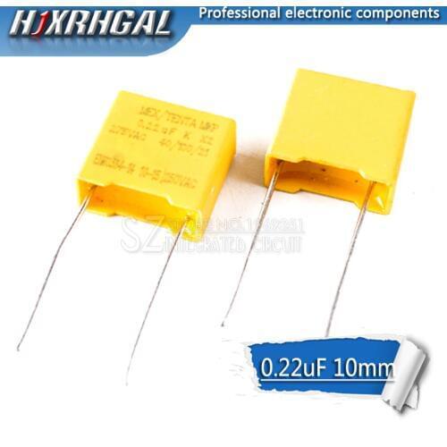 10pcs 220nF capacitor X2 capacitor 275VAC Pitch 275V 10mm X2 Polypropylene film capacitor 0.22uF hjxrhgal