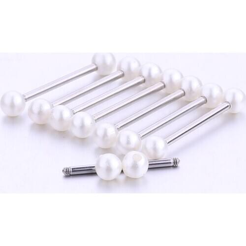 1 Piece Round Tongue Ring for Men Women Bellbar Tongue Stud Two Ball Tongue Bar Tongue Piercing Jewelry