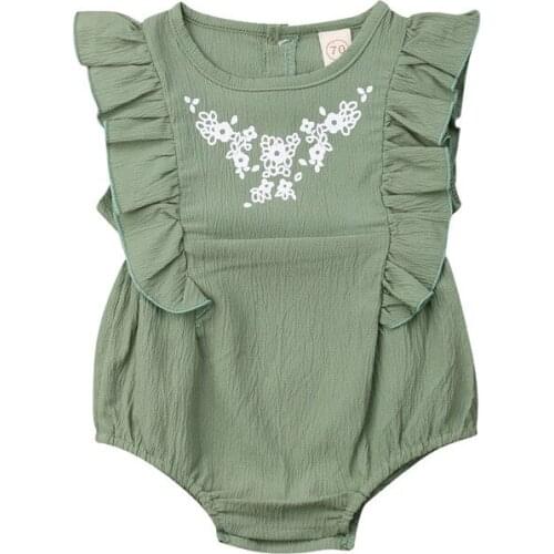 0-24M Summer Newborn Baby Girl Bodysuits Sweet Infant Kid Sleeve Ruffles Floral Jumpsuit Outfits Princess Party Clothes Playsuit