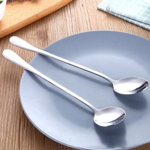 HOT! 5Pcs Stainless Steel Coffee Tea Spoons Handle Creative Spoon Drinking Tools Dessert Food Cream Spoons Set Kitchen Tableware
