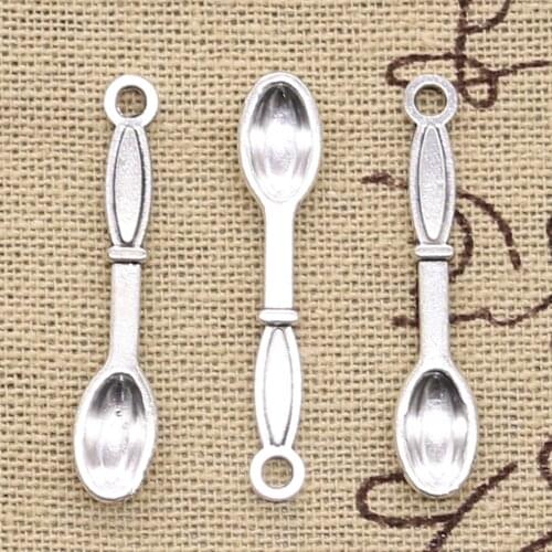15pcs Charms Spoon 6x33mm Antique Silver Color Pendants Making DIY Handmade Tibetan Finding Jewelry