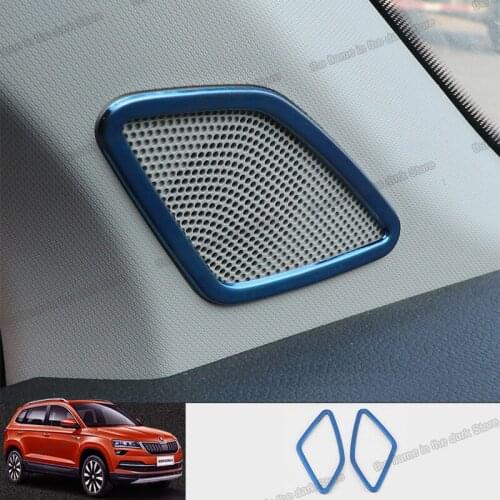 Lsrtw2017 for Skoda Karoq Car Window Post Sound Speaker Frame Trims Interior Accessories Chrome 2016 2017 2018 2019 2020 audio